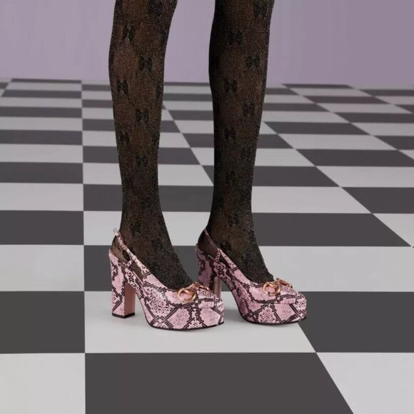 NIB Gucci Platform horsebit python print leather Pumps - IT 38/ US 8 - Picture 4 of 10